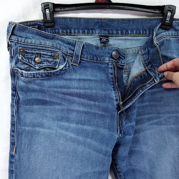 True Religion Ricky Relaxed Straight Denim Jeans Mens Size 42X32 - Picture 6 of 15